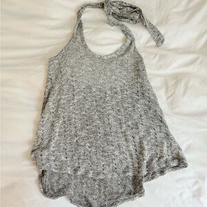 Women’s M boho Gray Halter crochet adjustable neck